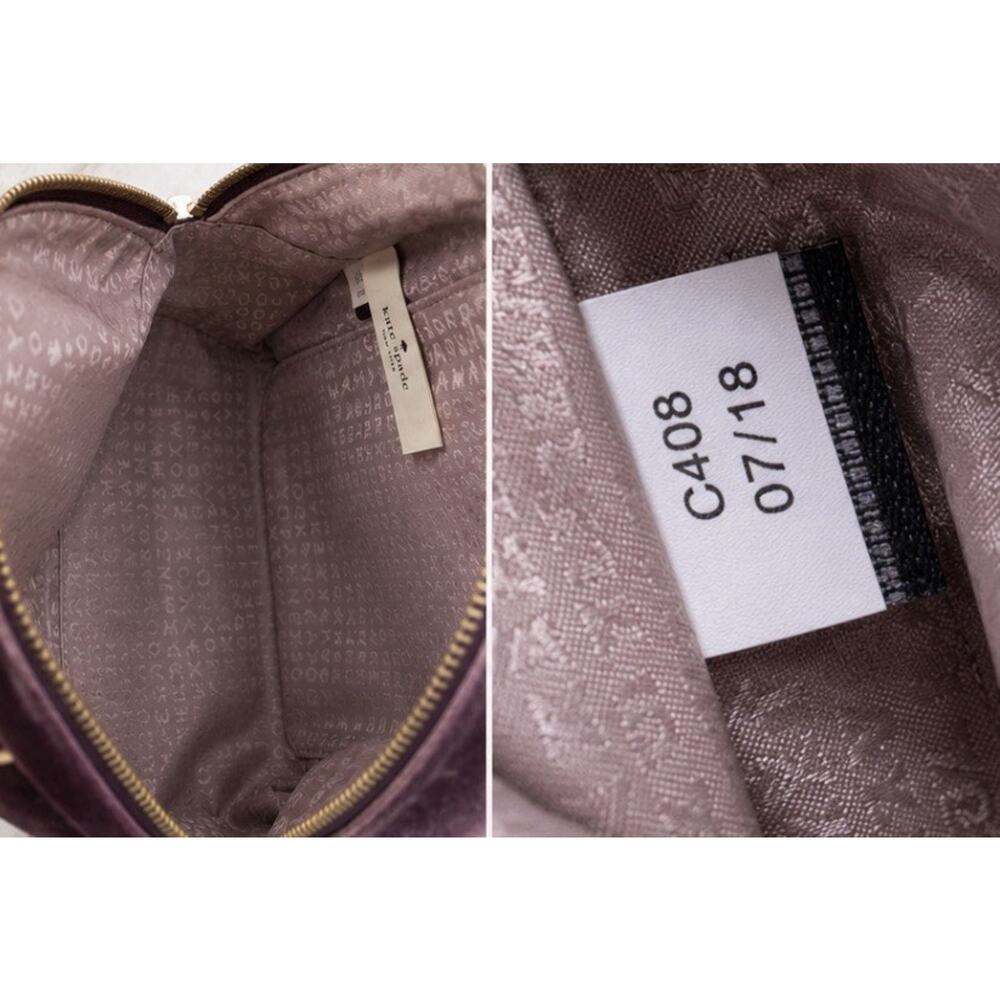 Kate Spade New York Velvet Mini Backpack Mauve Pink Gold Zip Bag - Picture 6 of 7